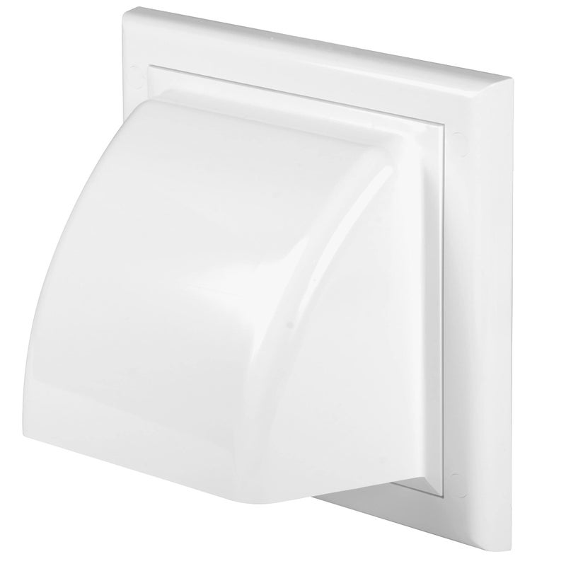 Awenta 6'' Inch Exhaust Hood Vent with Rain Cover, White, Outdoor Air Vent Cover, HVAC Clothes Dryer Vent Duct Cover, 10'' x 10'' Inch Exhaust Cap - 150MM (250X250MM) - Image 1